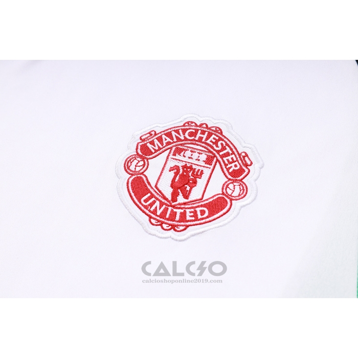 Tuta da Track Manchester United Manica Corta 2023-2024 Bianco e Nero - Pantaloncini